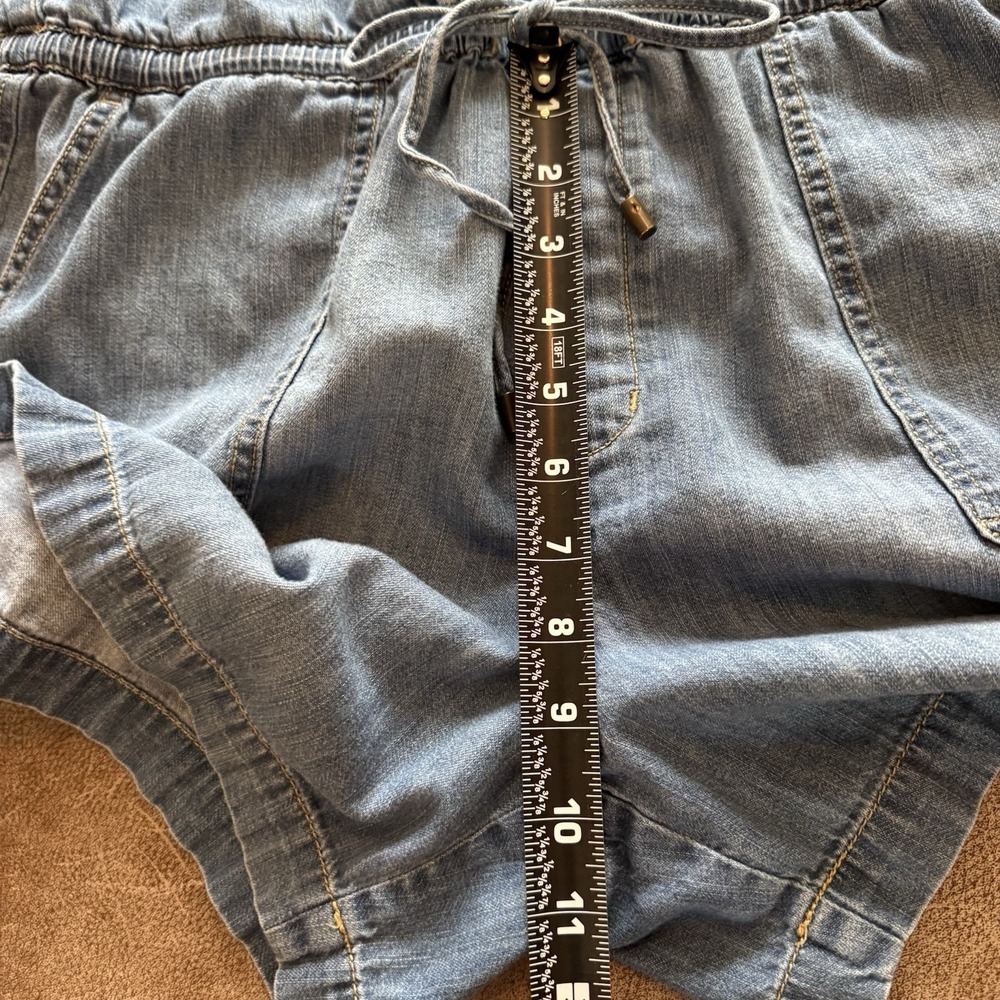 LRL Lauren Jeans Co Denim Romper Womens 12 Chambray Sleeveless Utility Tie Waist - Picture 11 of 13